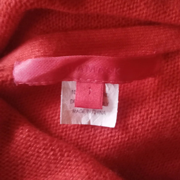 Shamask Red Orange Cowl Neck Oversized 100% Cashmere Sweater Size 1 10 - Picture 7 of 8